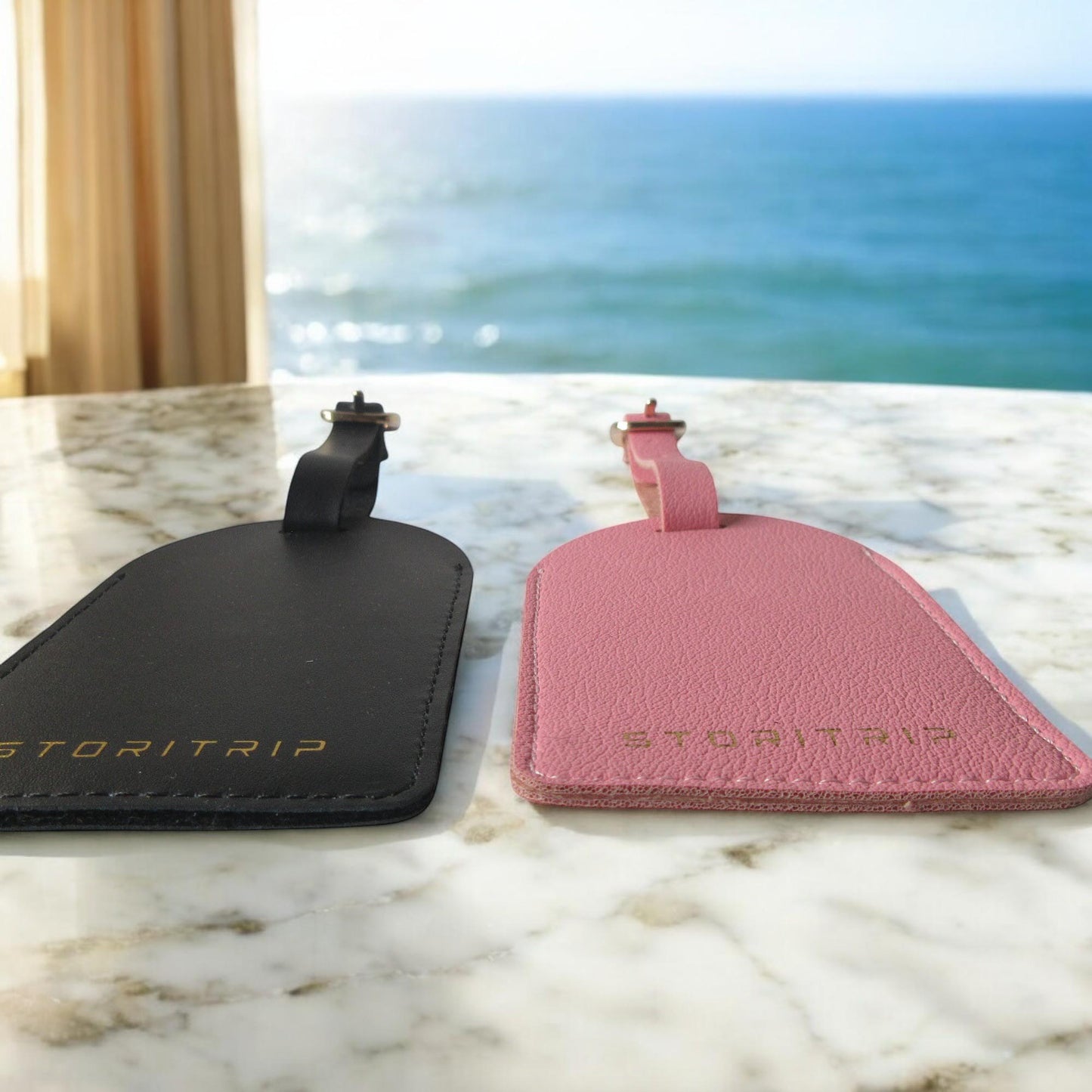 Premium vegan leather luggage tags