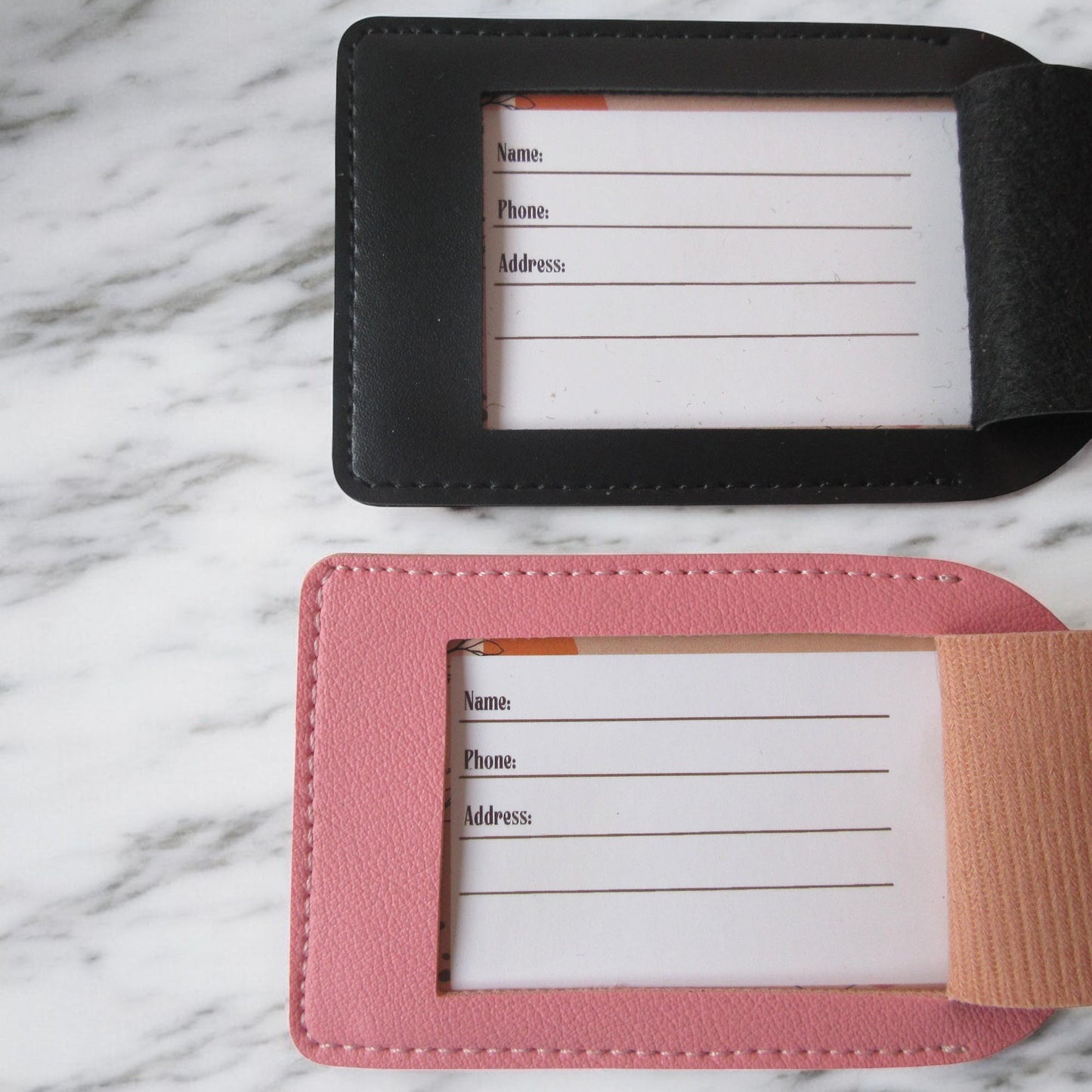 Premium vegan leather luggage tags