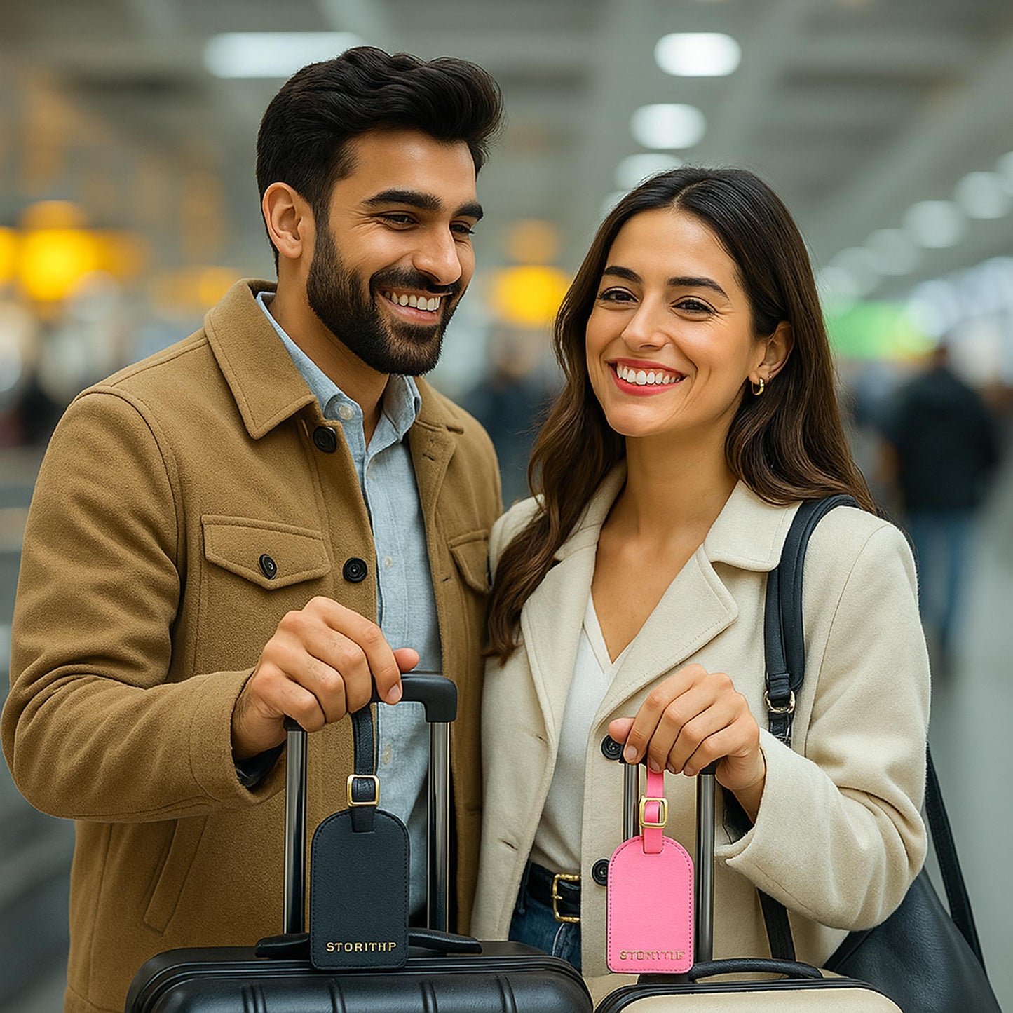 Premium vegan leather luggage tags